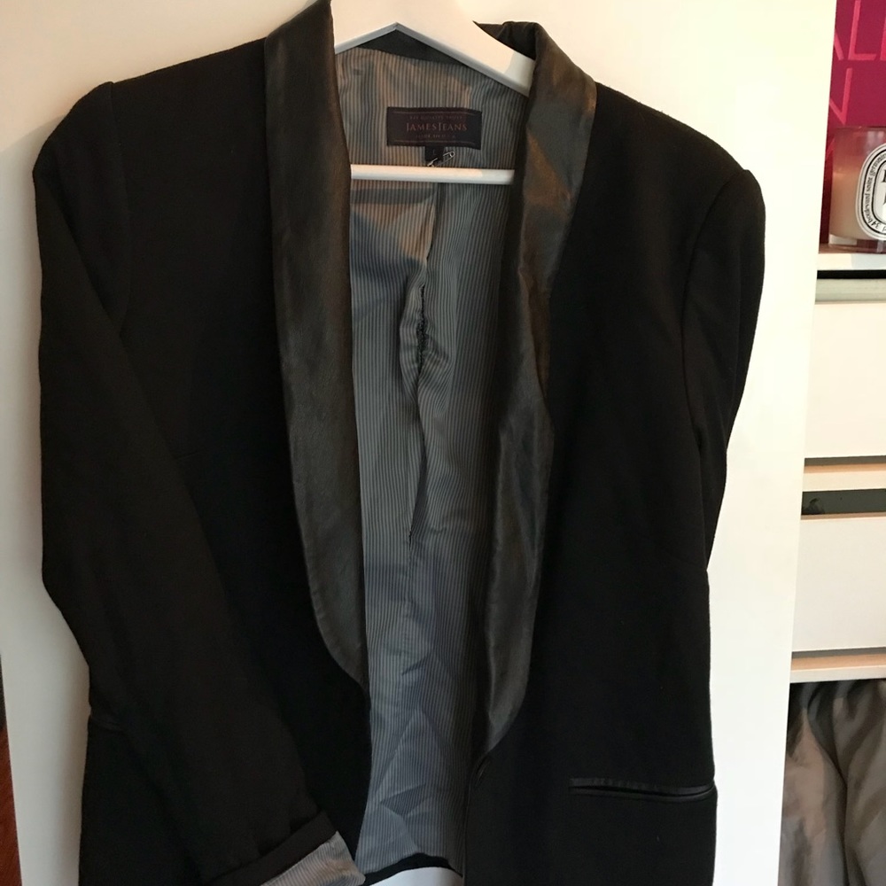 Black, with leather detail blazer